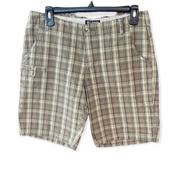Columbia Sz 8 Green Plaid Golf Tennis Pickleball Bermuda Pocket Shorts - Picture 1 of 6